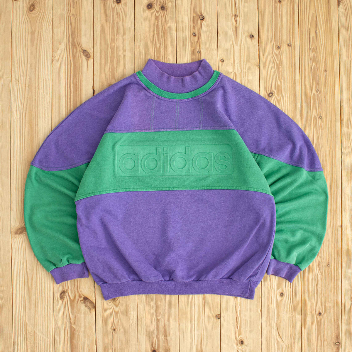 (S/M) Adidas Spell Out Vintage Embossed Sweatshirt Purple