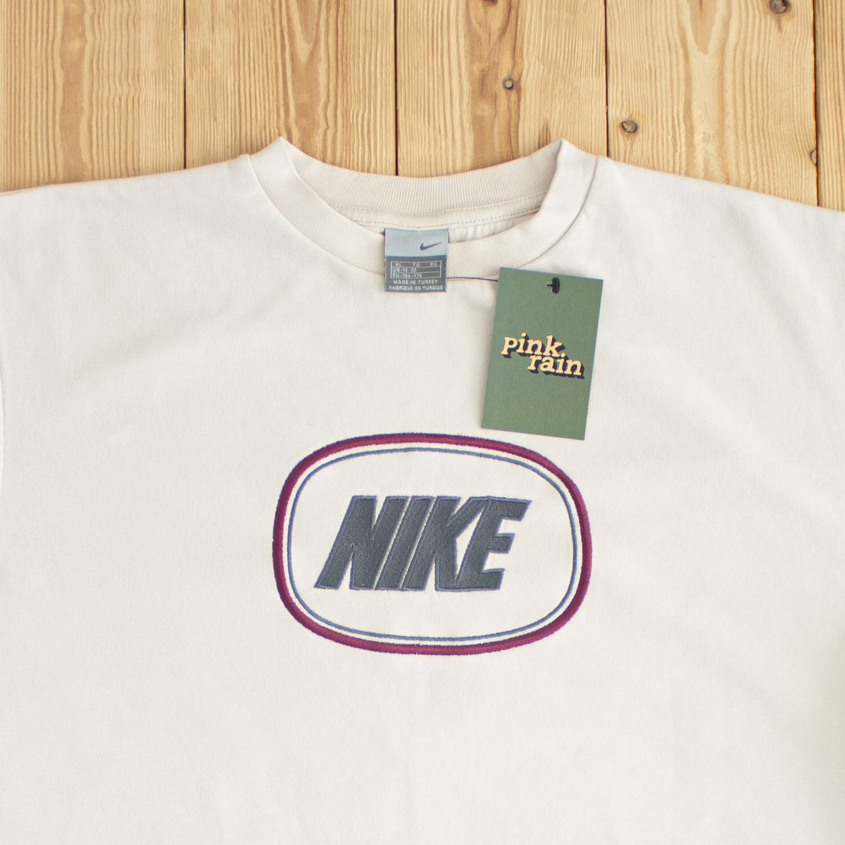 (M) Nike Spell Out Vintage Embroidered Sweatshirt Beige