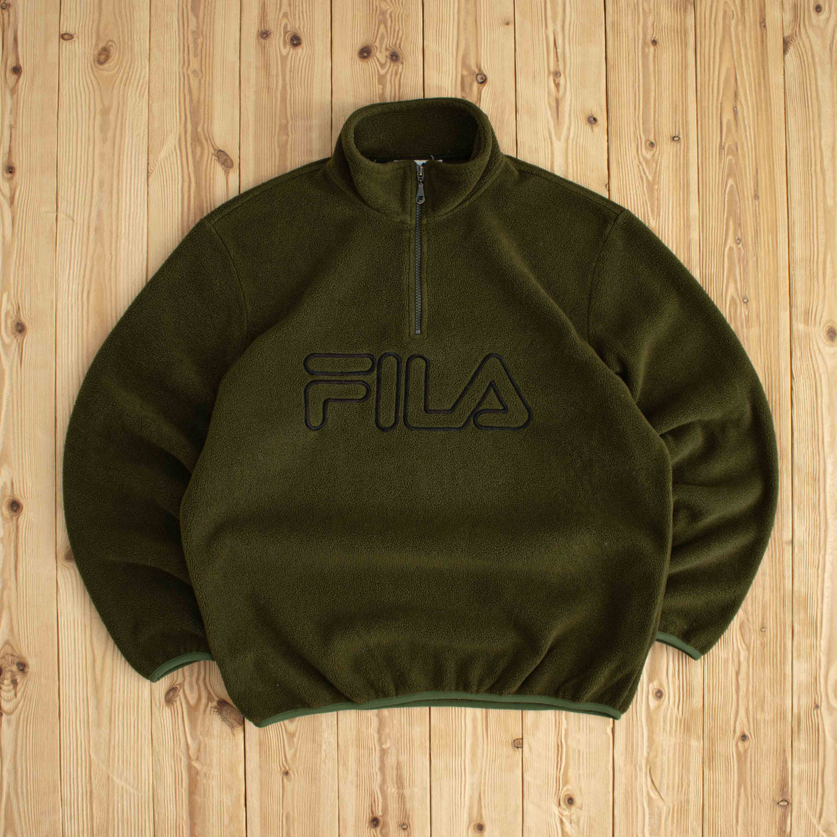 (M) Fila Vintage Embroidered Fleece Quarter-Zip Green