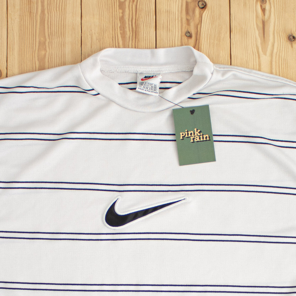 (L/XL) Nike Swoosh Vintage Embroidered T-Shirt Black White