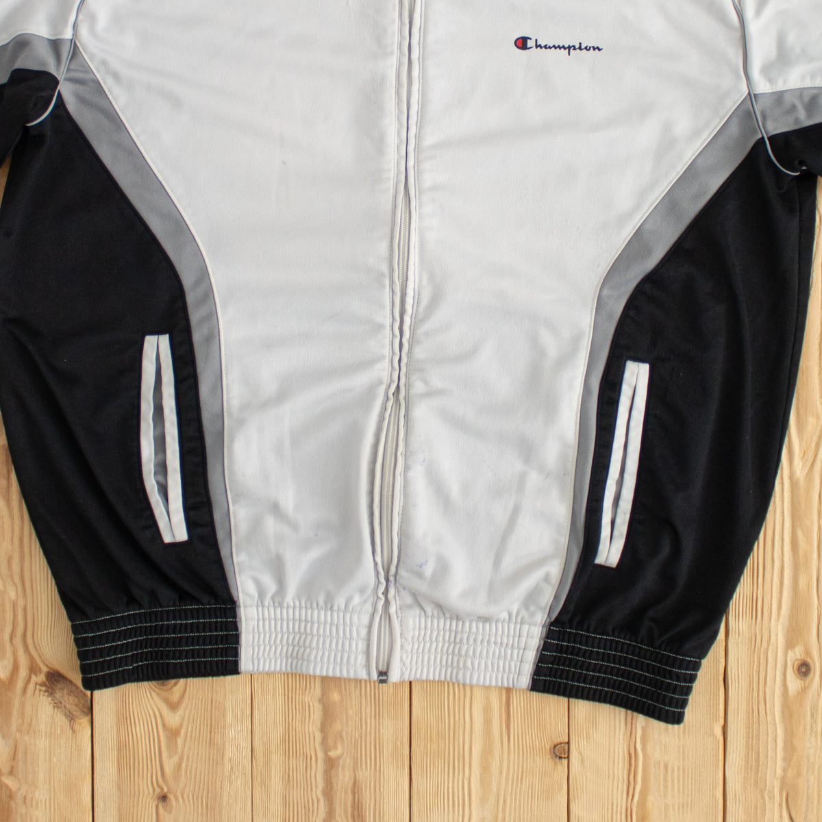 (M) Champion Vintage Full-Zip Sweatshirt Black Gray