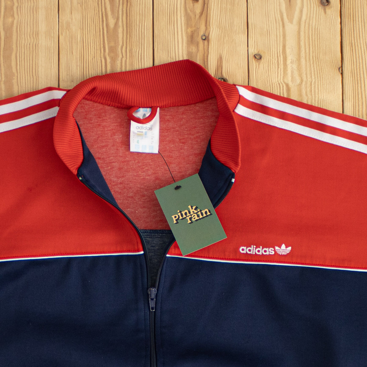 (M) Adidas Vintage Embroidered Full-Zip Sweatshirt Blue