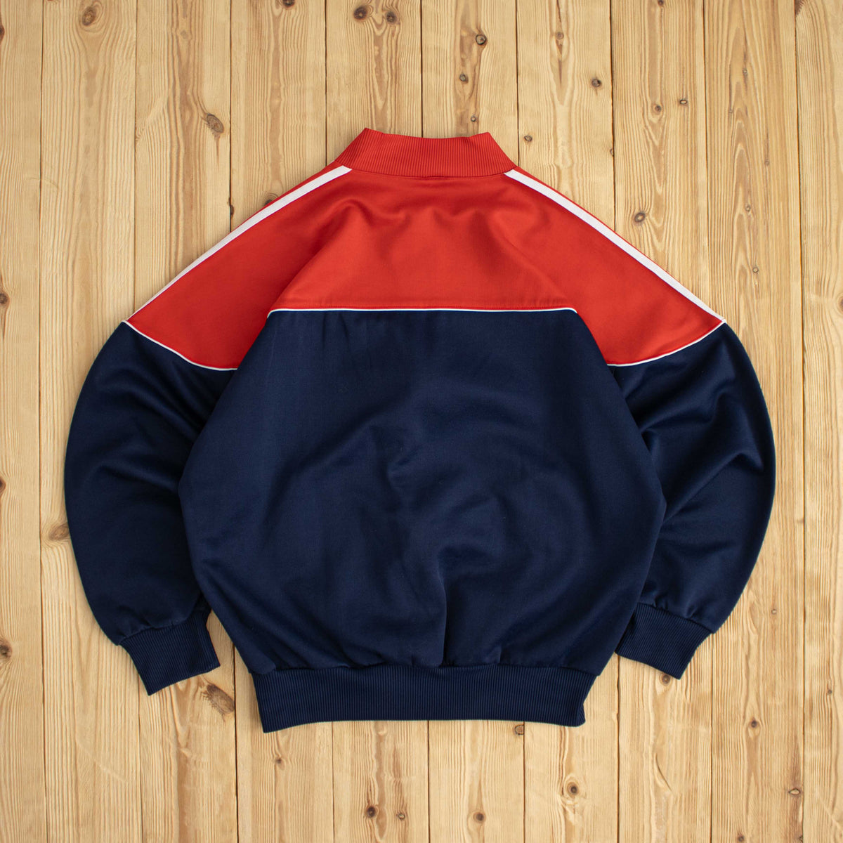(M) Adidas Vintage Embroidered Full-Zip Sweatshirt Blue