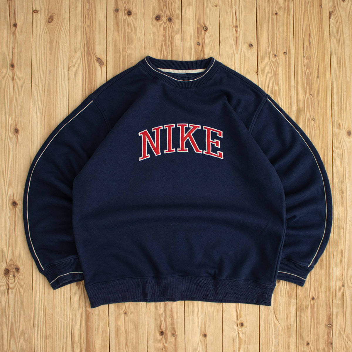 (XL) Nike Spell Out Vintage Embroidered Sweatshirt Blue