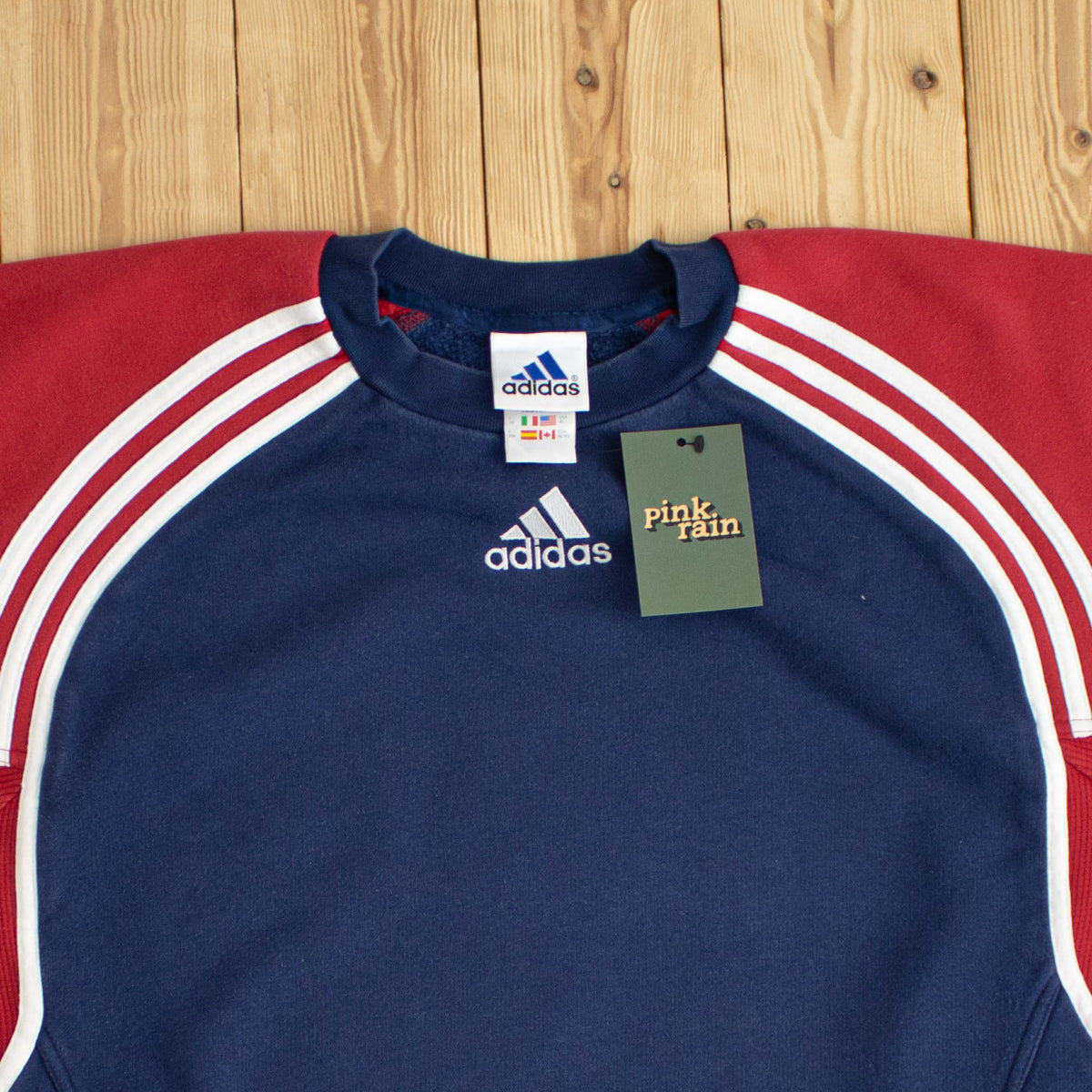 (XL) Adidas Center Logo Vintage Embroidered Sweatshirt Blue