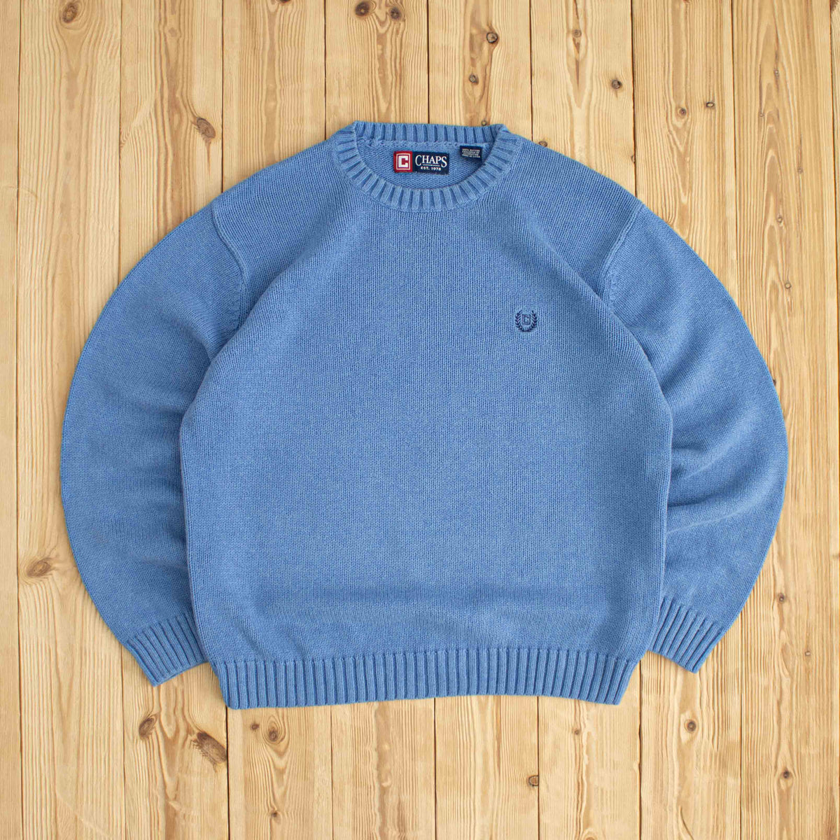 (S) Chaps Ralph Lauren Vintage Embroidered Sweatshirt Blue