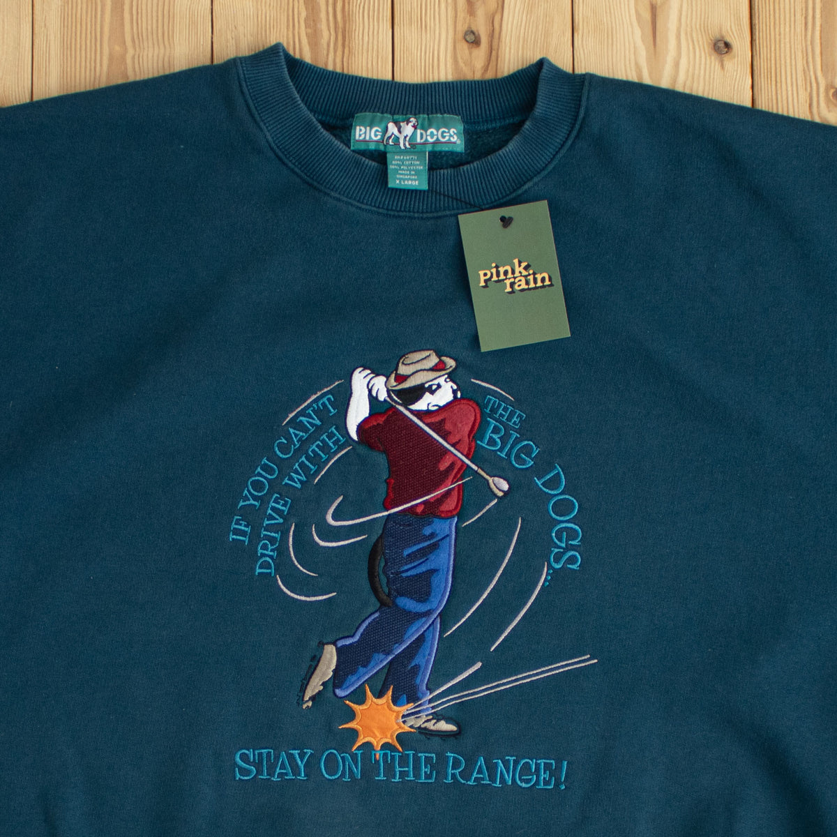 (XL) Big Dogs Golf 'Stay On The Range' Vintage Embroidered Sweatshirt Blue