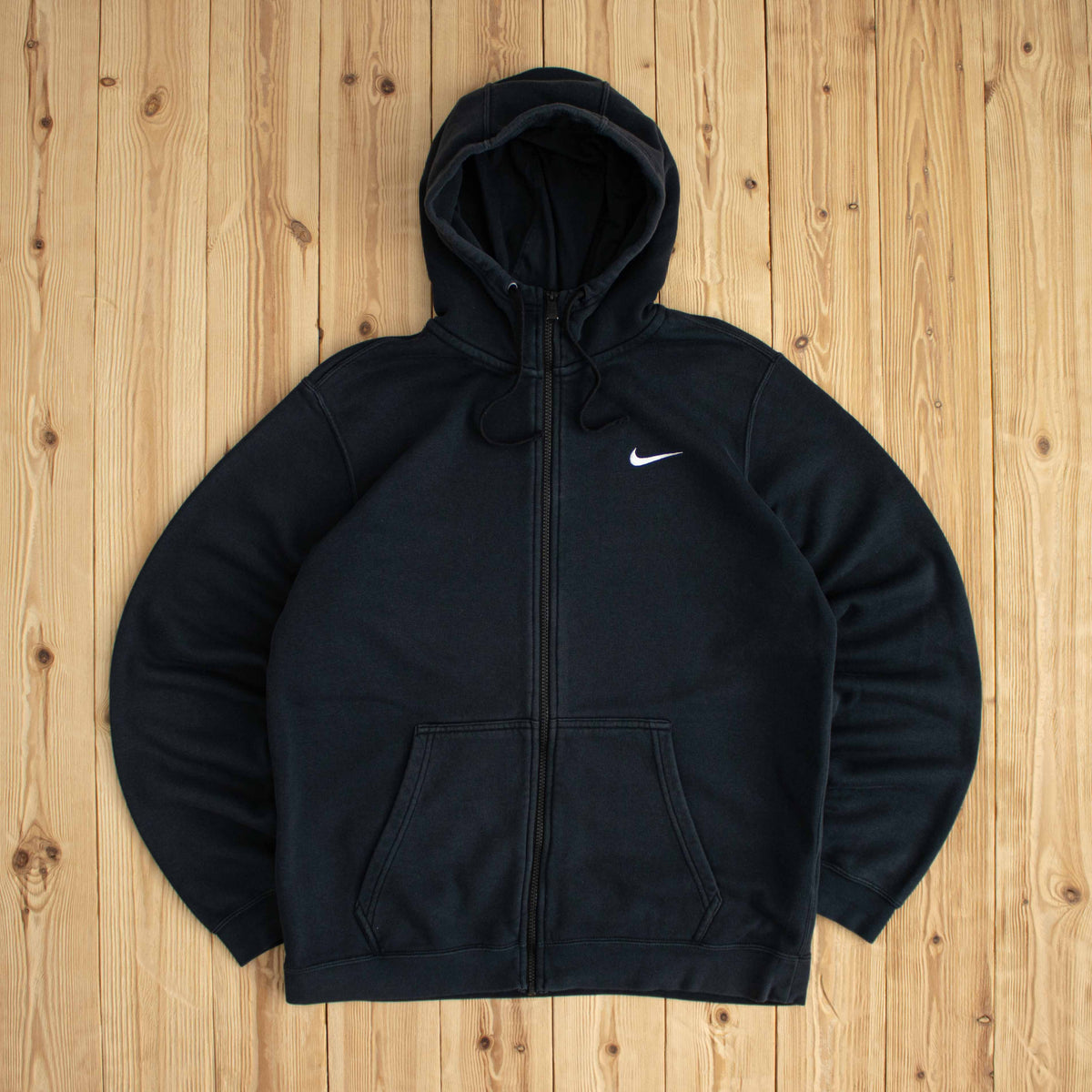 (M/L) Nike Vintage Essential Embroidered Full-Zip Sweatshirt Black
