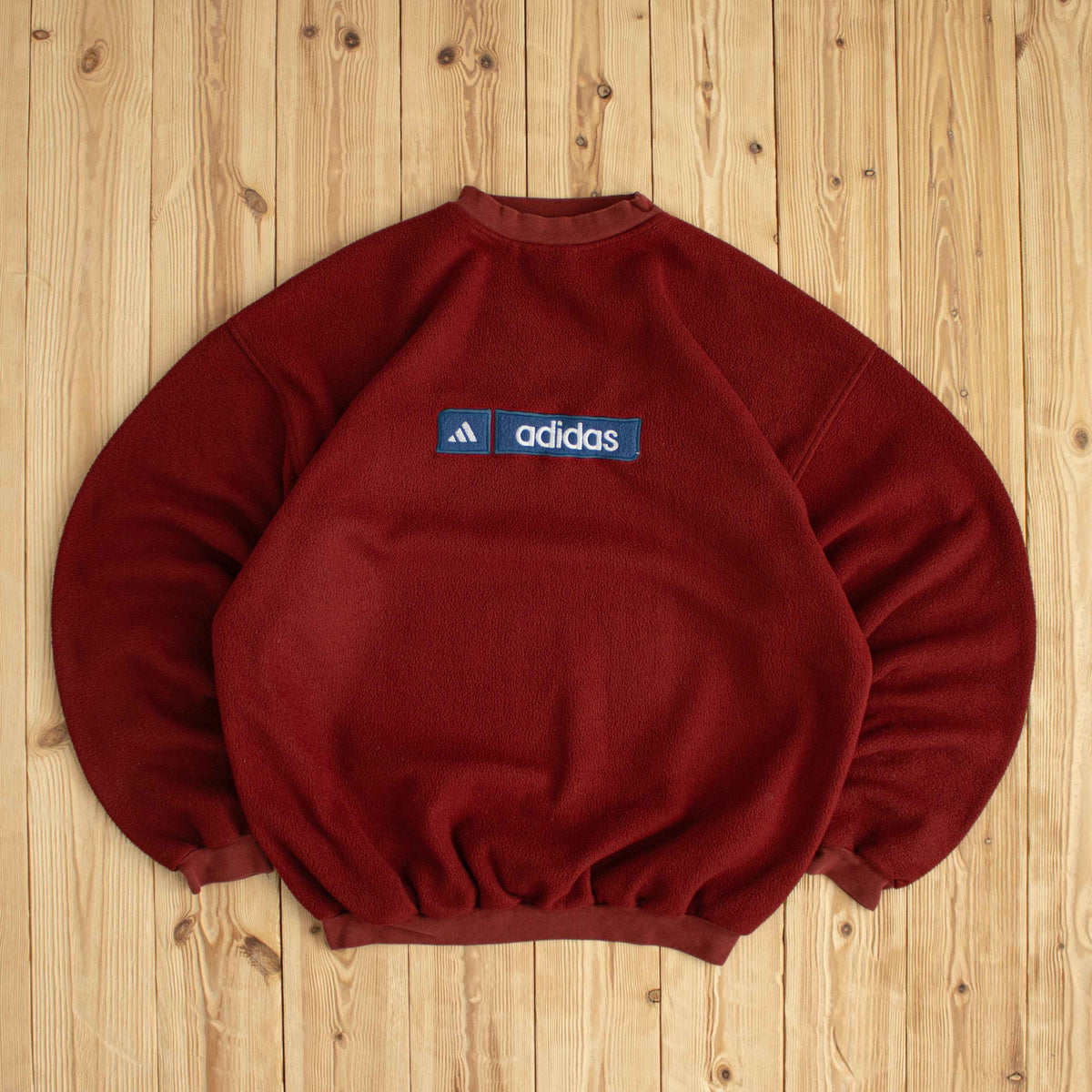 (L) Adidas Vintage Embroidered Fleece Sweatshirt Red