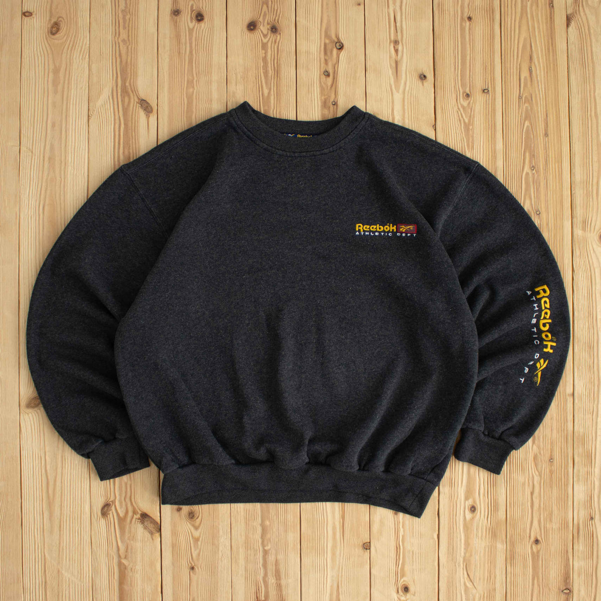 (M) Reebok Athletic Dept Vintage Embroidered Sweatshirt Gray