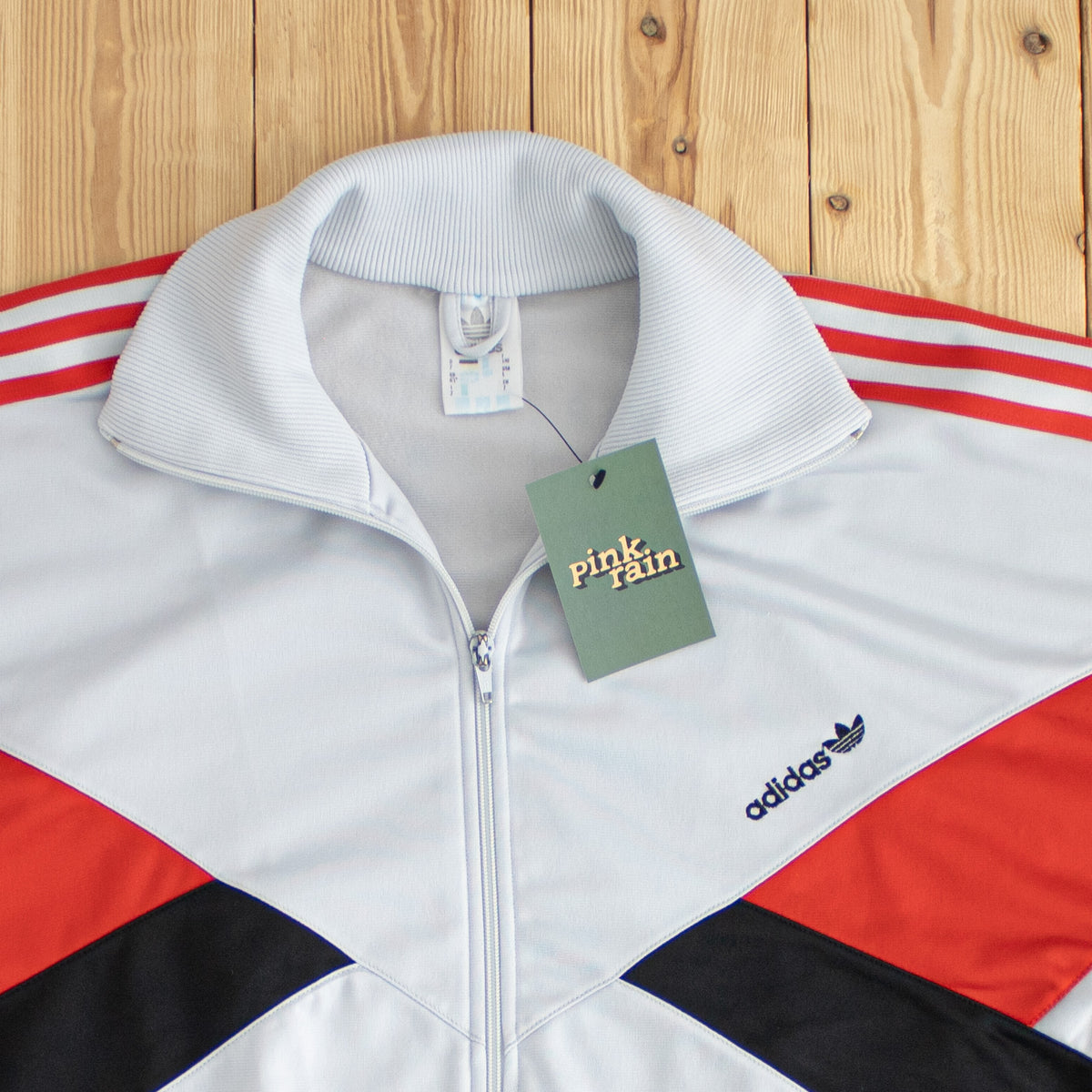 (L) Adidas Vintage Embroidered Full-Zip Sweatshirt Gray
