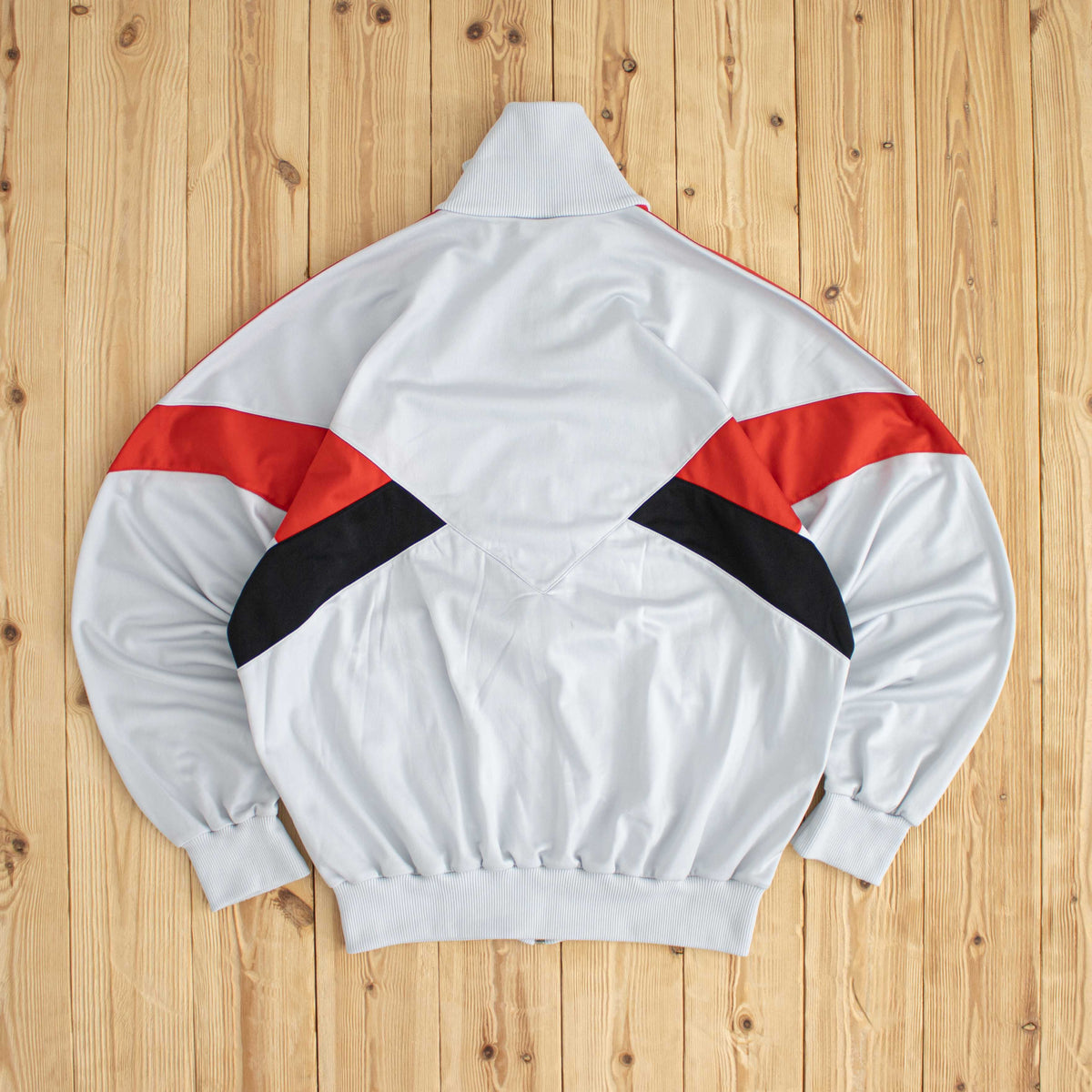 (L) Adidas Vintage Embroidered Full-Zip Sweatshirt Gray