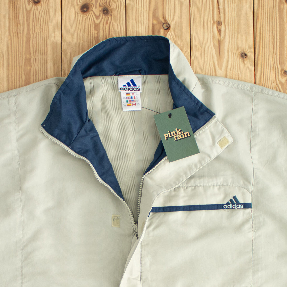 (XL) Adidas Vintage Essential Embroidered Jacket Beige