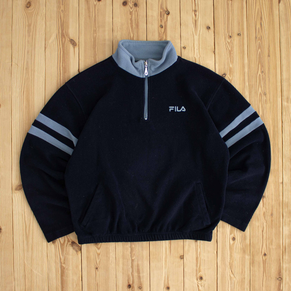 (S) Fila Vintage Embroidered Quarter-Zip Blue