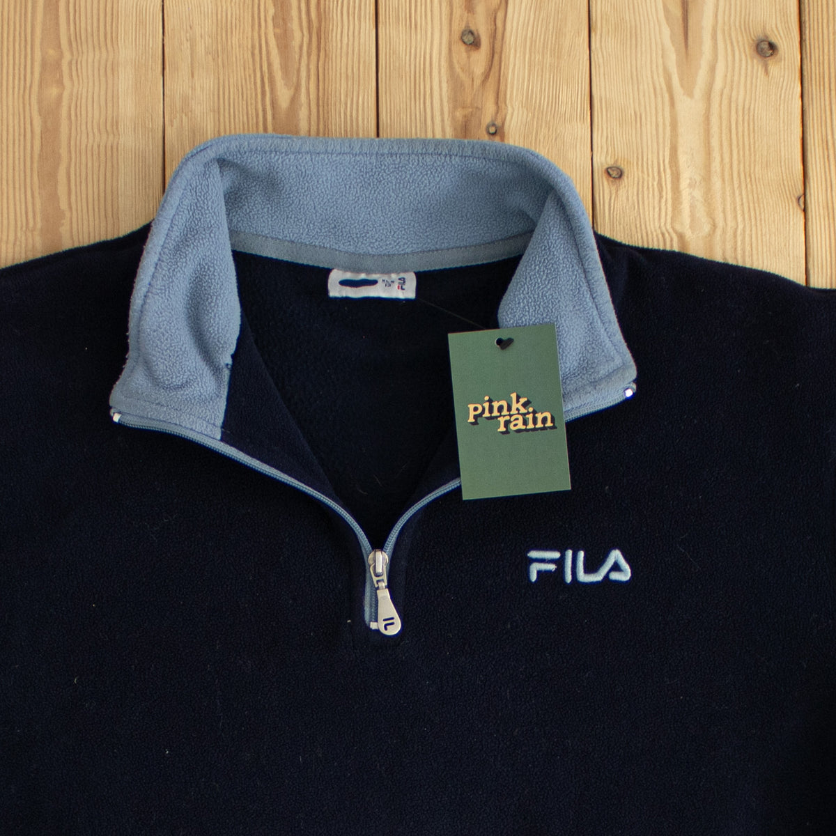 (S) Fila Vintage Embroidered Quarter-Zip Blue