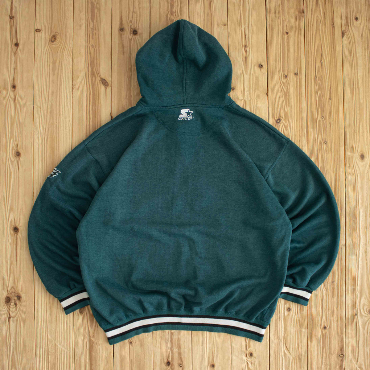(M/L) Starter NFL Philadelphia Eagles Vintage Embroidered Hoodie Green