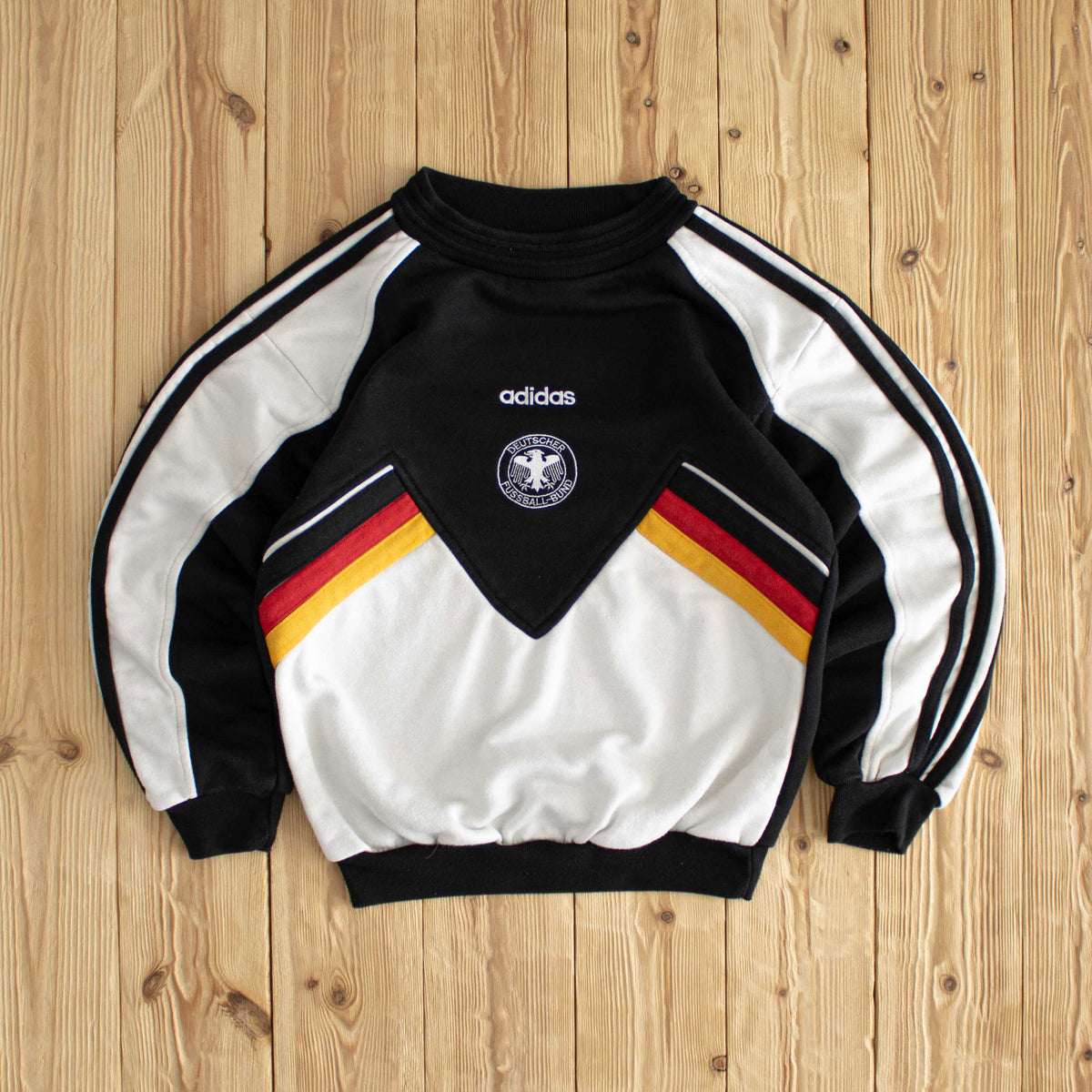 (XS) Adidas Deutscher Fussball-Bund Vintage Embroidered Sweatshirt Black White