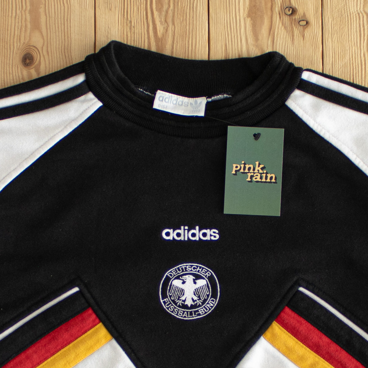 (XS) Adidas Deutscher Fussball-Bund Vintage Embroidered Sweatshirt Black White