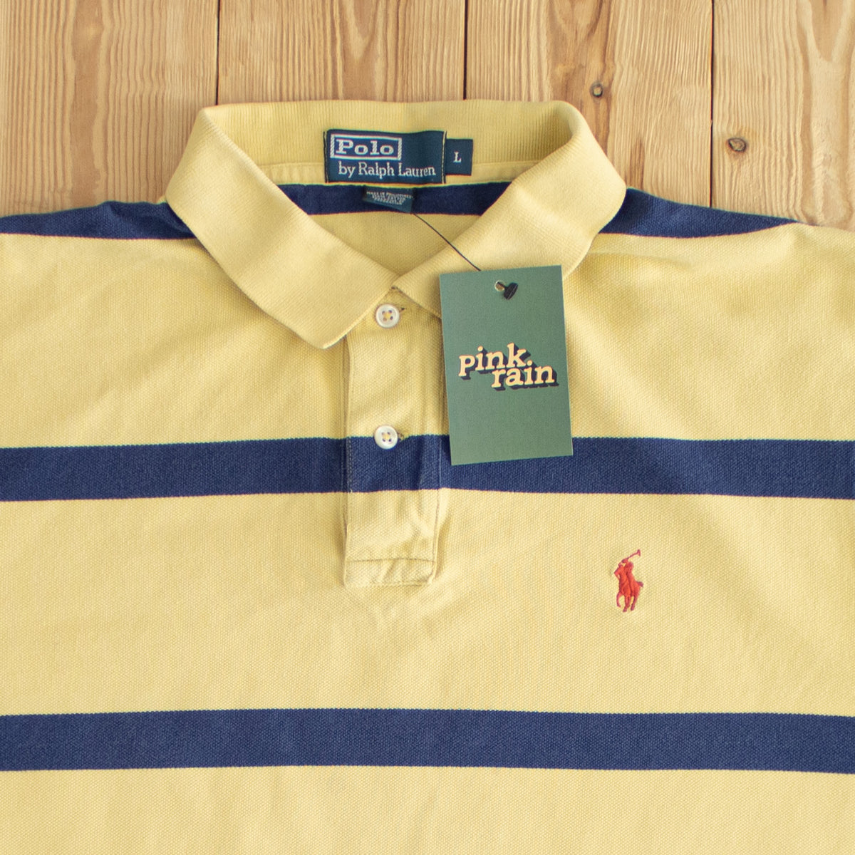 (L) Polo Ralph Lauren Vintage Embroidered Polo T-Shirt Yellow