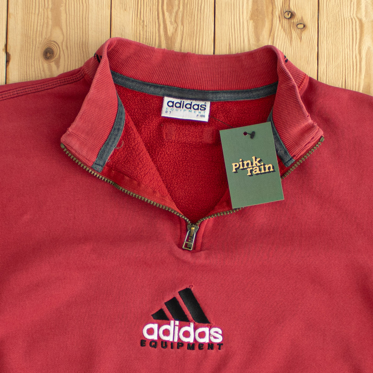(S/M) Adidas Equipment Vintage Embroidered Quarter-Zip Red
