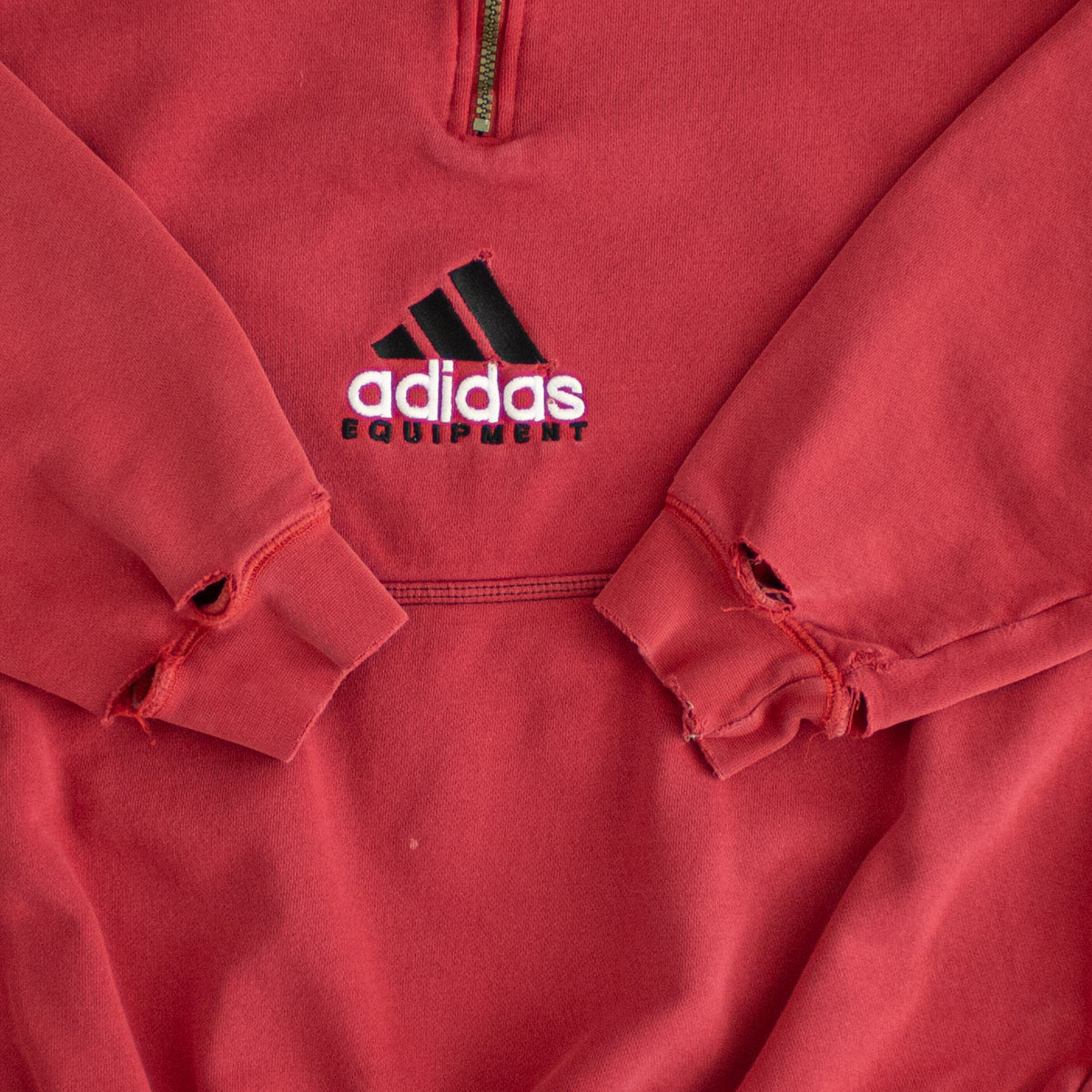 (S/M) Adidas Equipment Vintage Embroidered Quarter-Zip Red