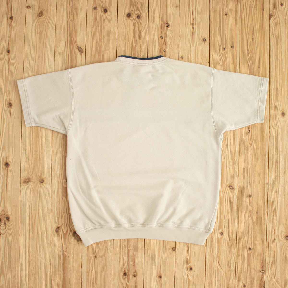 (M/L) Adidas Vintage Essential Embroidered Sweat T-Shirt Beige