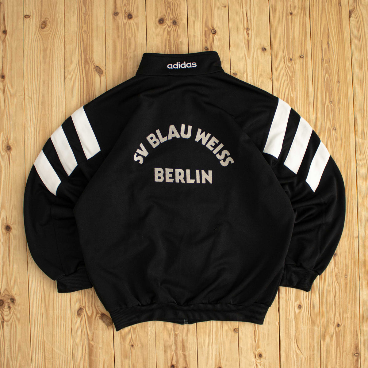 (L) Adidas Vintage Side Striped Embroidered Full-Zip Sweatshirt Black