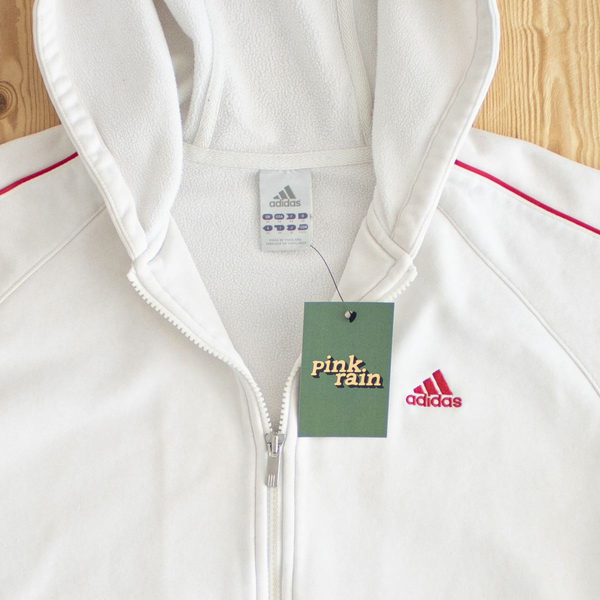 (M) Adidas ClimaWarm Vintage Embroidered Full-Zip Hoodie White