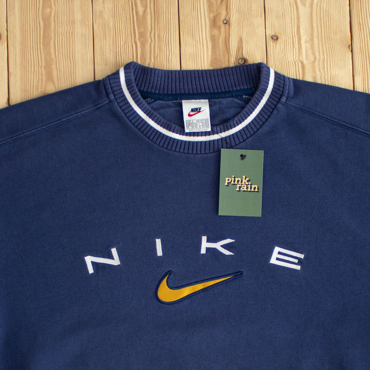(L) Nike Spell Out Vintage Embroidered Sweatshirt Blue
