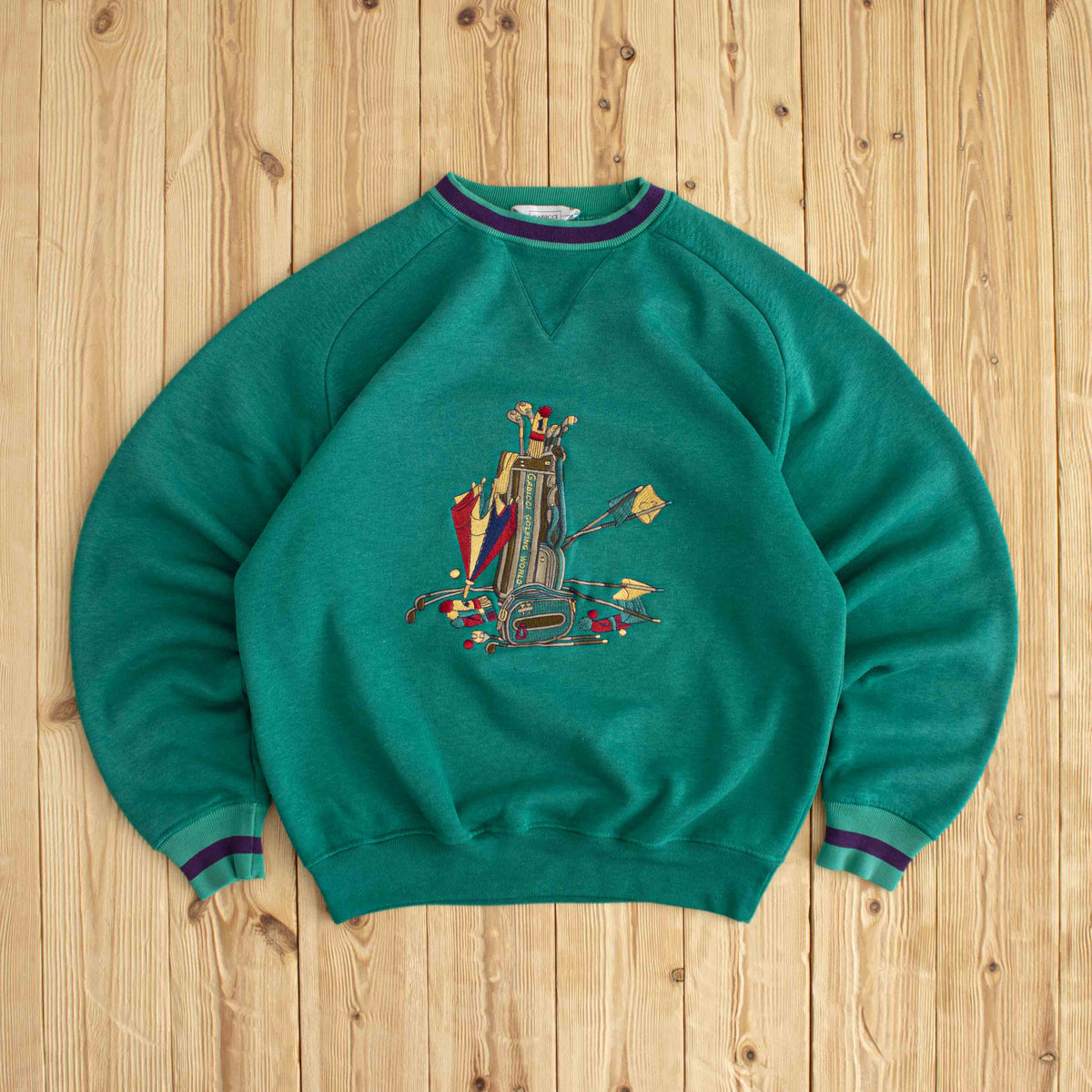 (M) Gabicci Golfing World Vintage Embroidered Sweatshirt Green