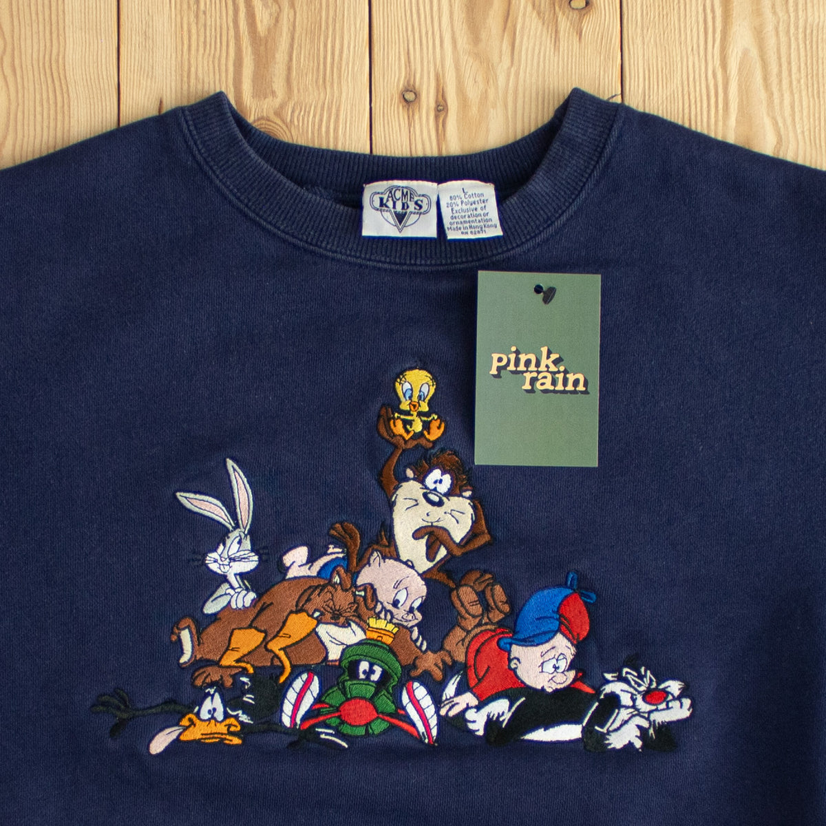 (XS) Acme Looney Tunes Vintage Embroidered Sweatshirt Blue