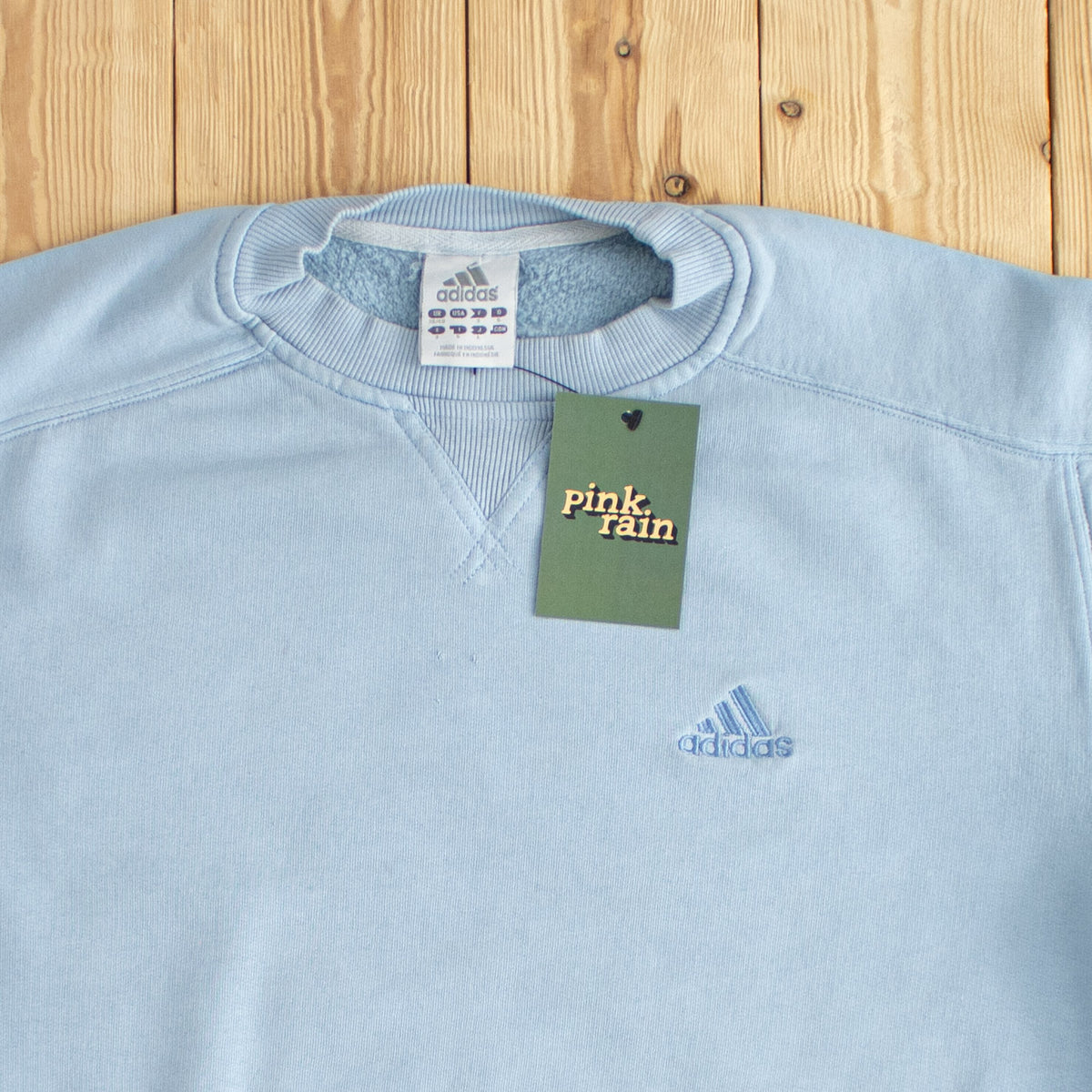 (S/M) Adidas Vintage Essential Embroidered Sweatshirt Blue