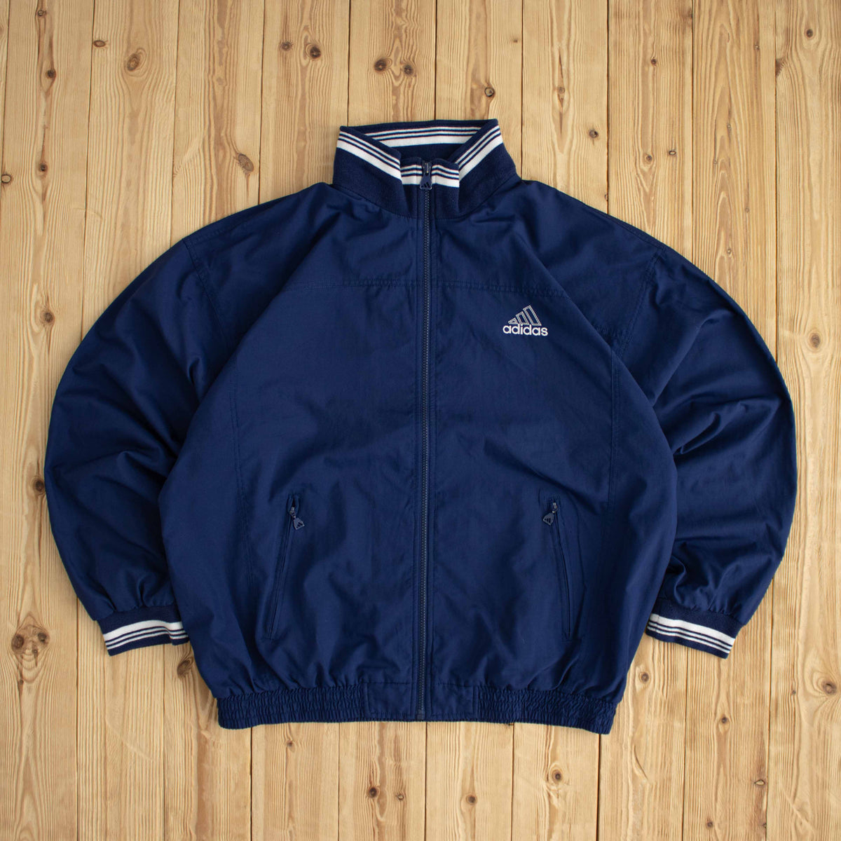 (XL) Adidas Vintage Essential Embroidered Jacket Blue
