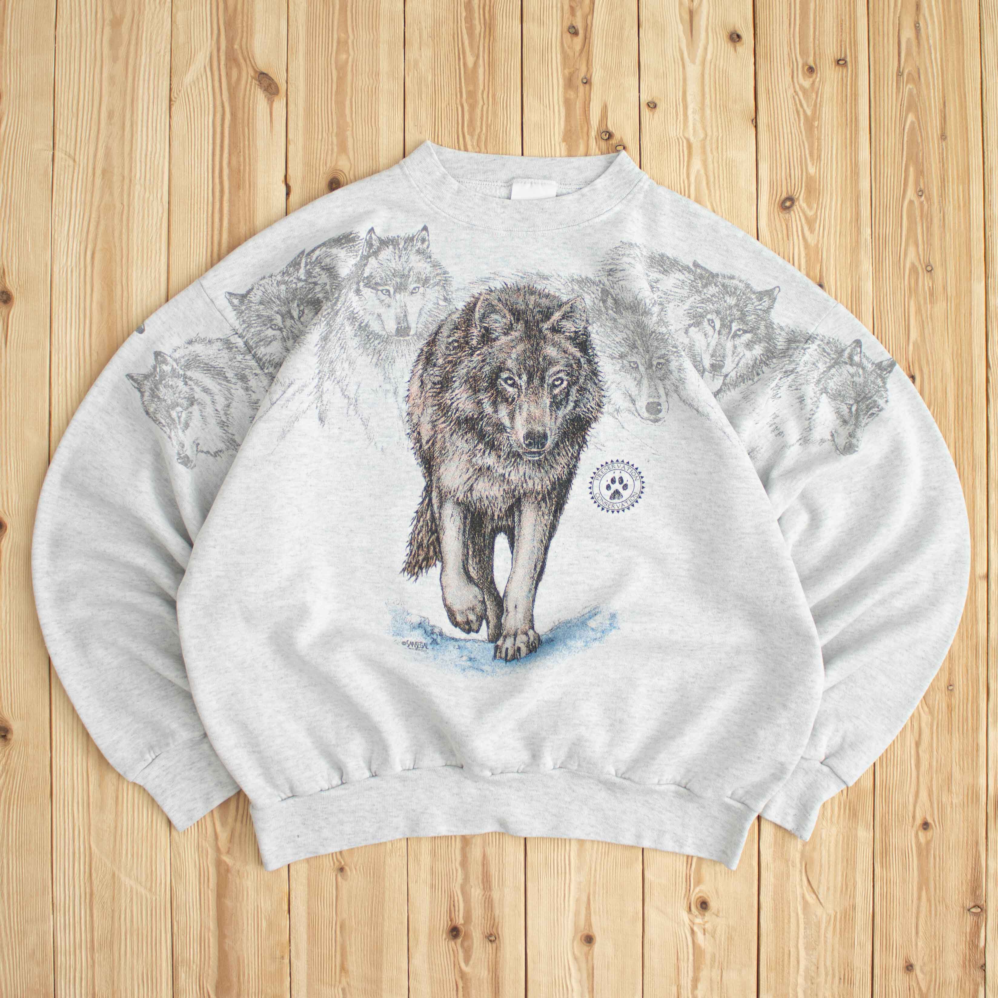 (M/L) 1993 Sansegal Wolves Double-Sided Sweatshirt