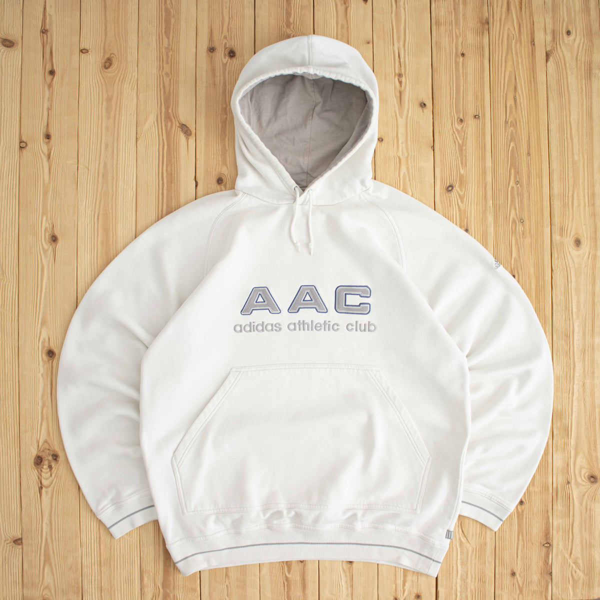 (XL) Adidas Athletic Club Vintage Embroidered Hoodie White