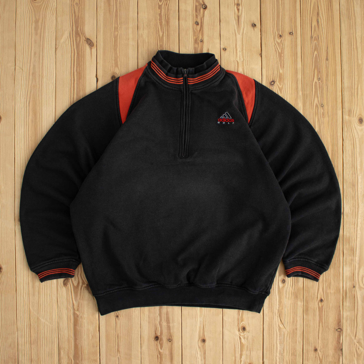 (M/L) Adidas Golf Vintage Embroidered Quarter-Zip Black