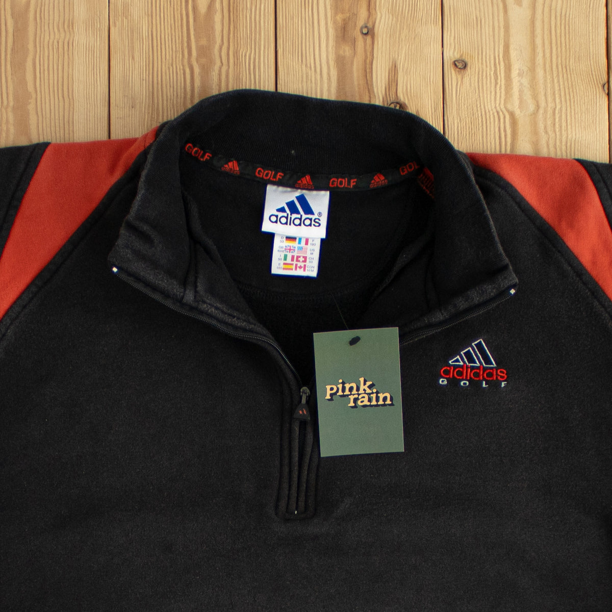 (M/L) Adidas Golf Vintage Embroidered Quarter-Zip Black