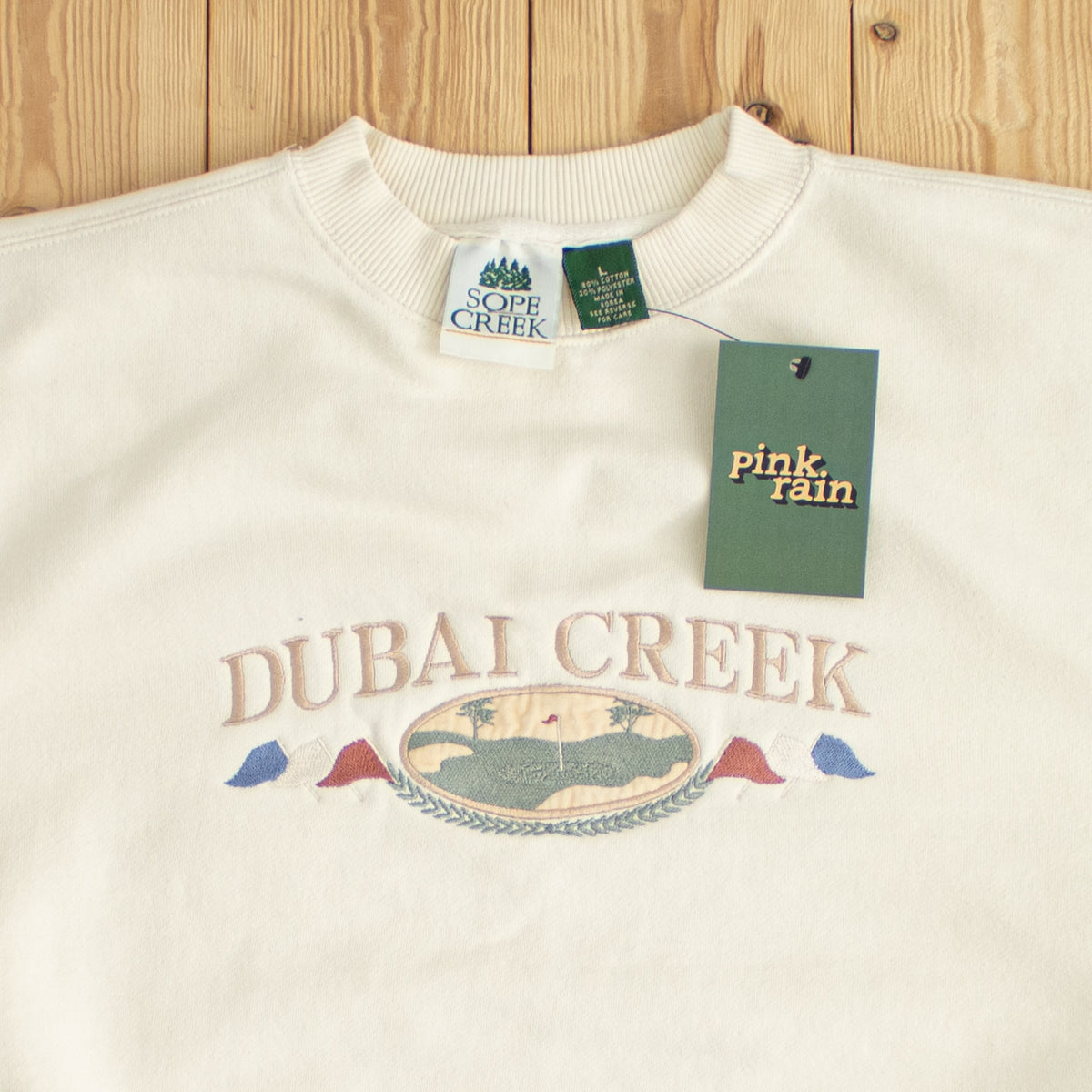 (M) Dubai Creek Vintage Embroidered Sweatshirt Beige