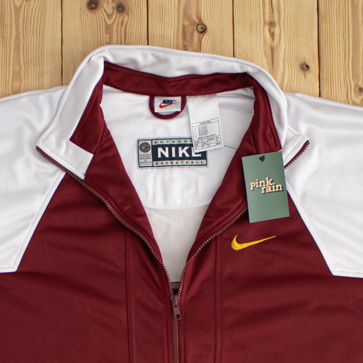 (XL) Nike Authentic Basketball Vintage Embroidered Full-Zip Jacket/Sweatshirt Burgundy