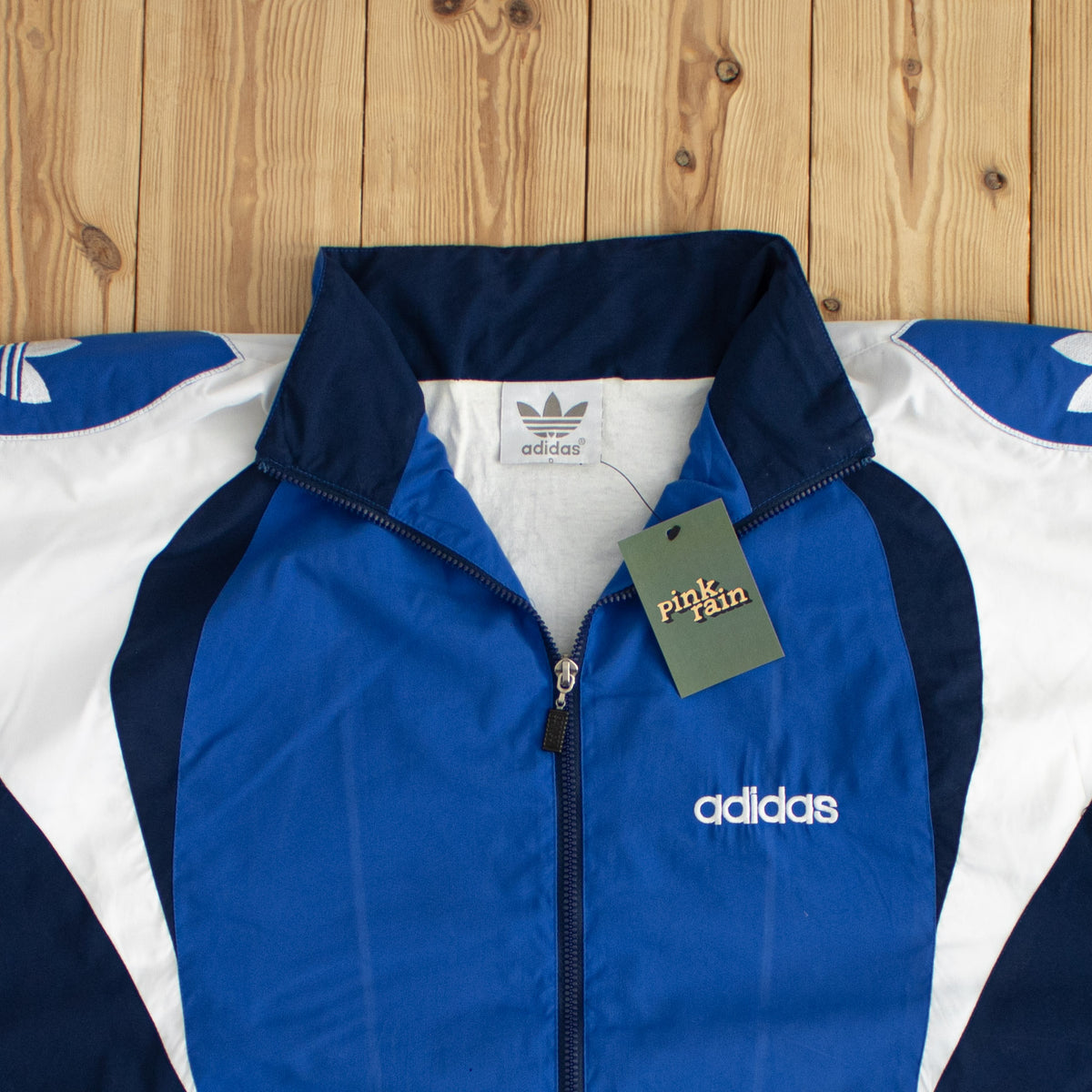 (L/XL) Adidas Vintage Embroidered Jacket Blue