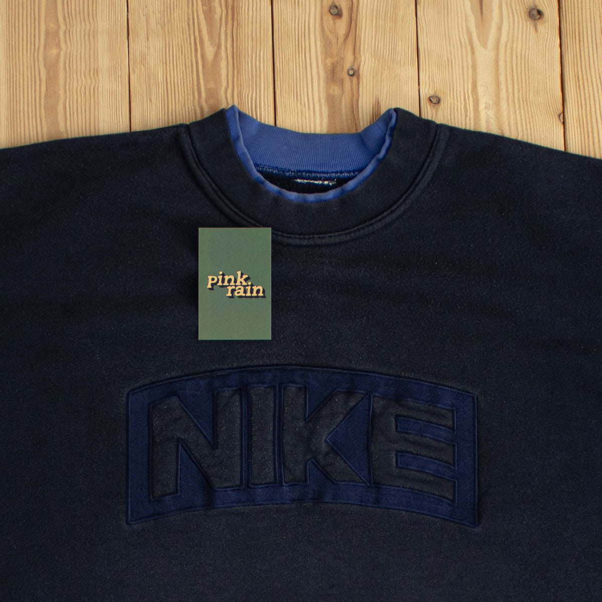 (L) Nike Spell Out Vintage Embroidered Sweatshirt Blue