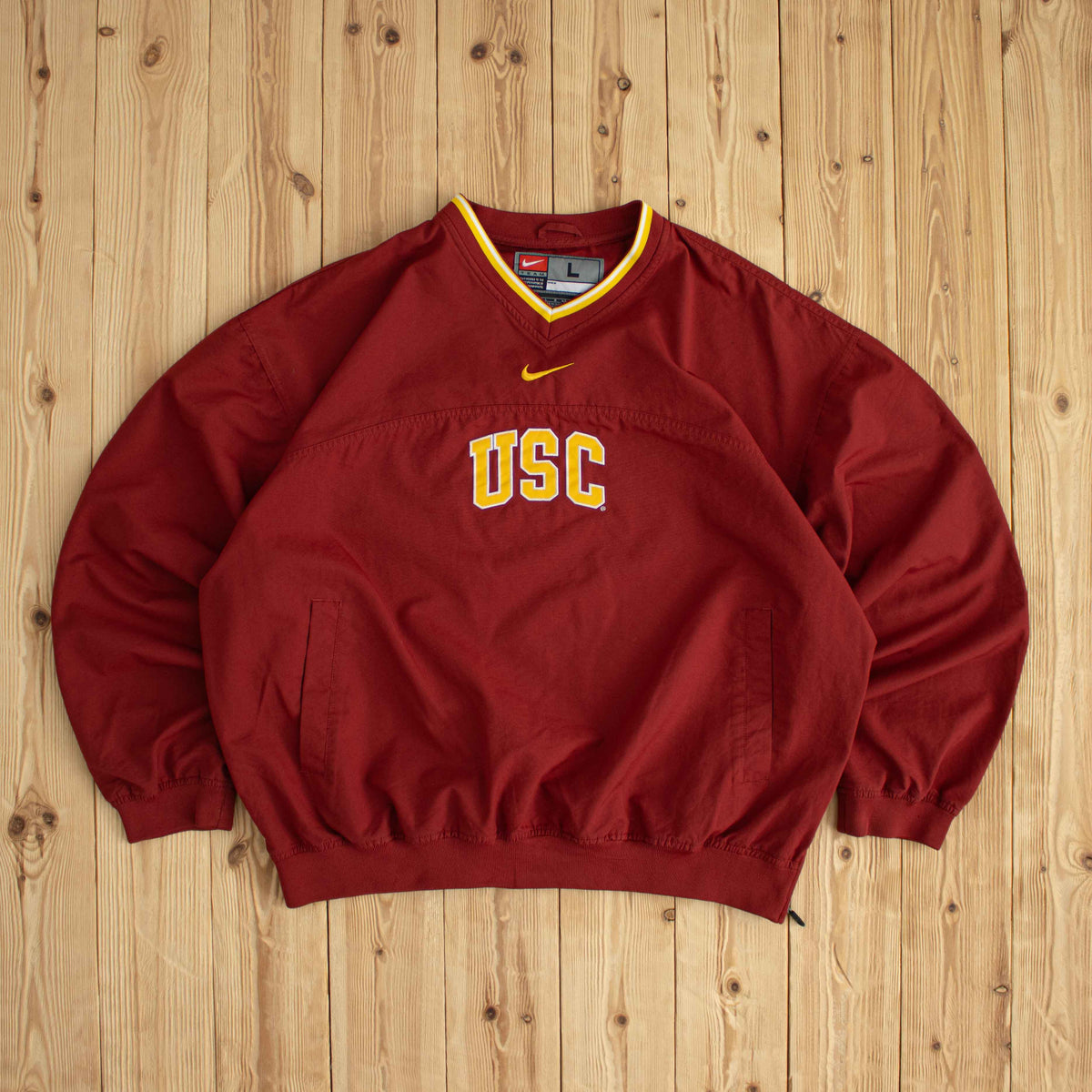 (L) Nike USC Vintage Embroidered Light Windbreaker Burgundy