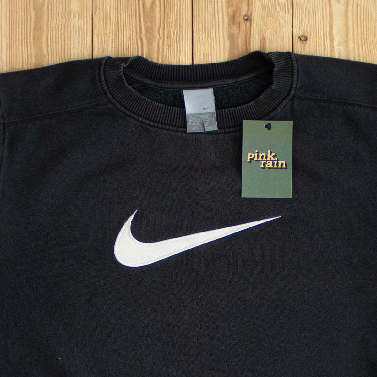 (M) Nike Swoosh Vintage Embroidered Sweatshirt Black