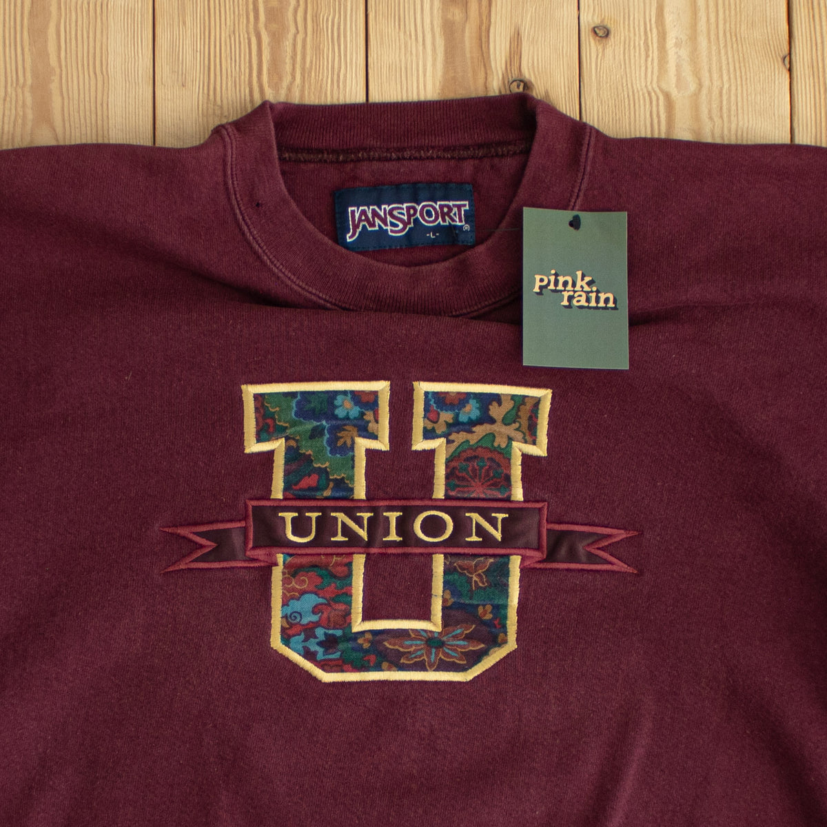(M/L) Jansport Union Vintage Embroidered Sweatshirt Burgundy