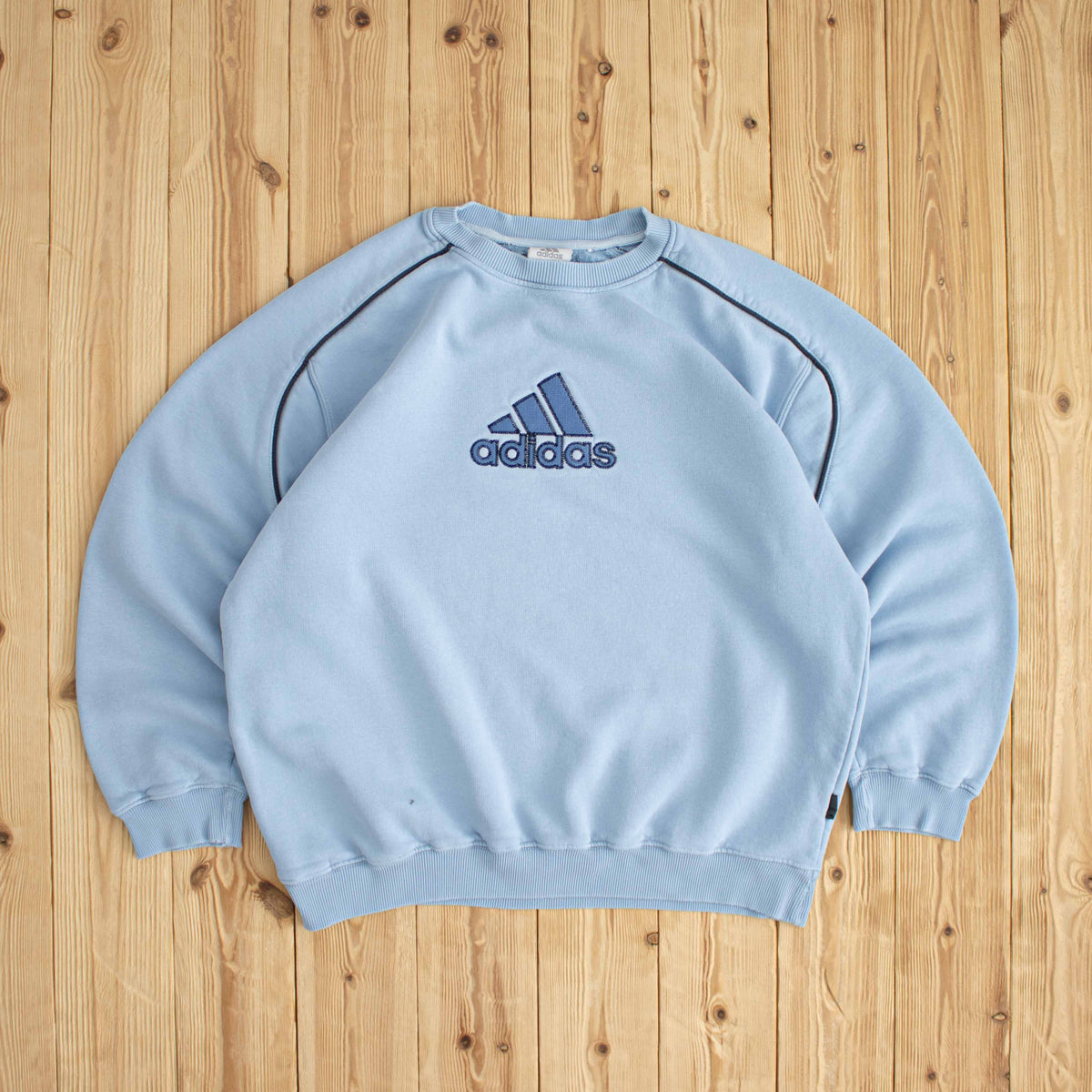 (M) Adidas Logo Vintage Embroidered Sweatshirt Blue