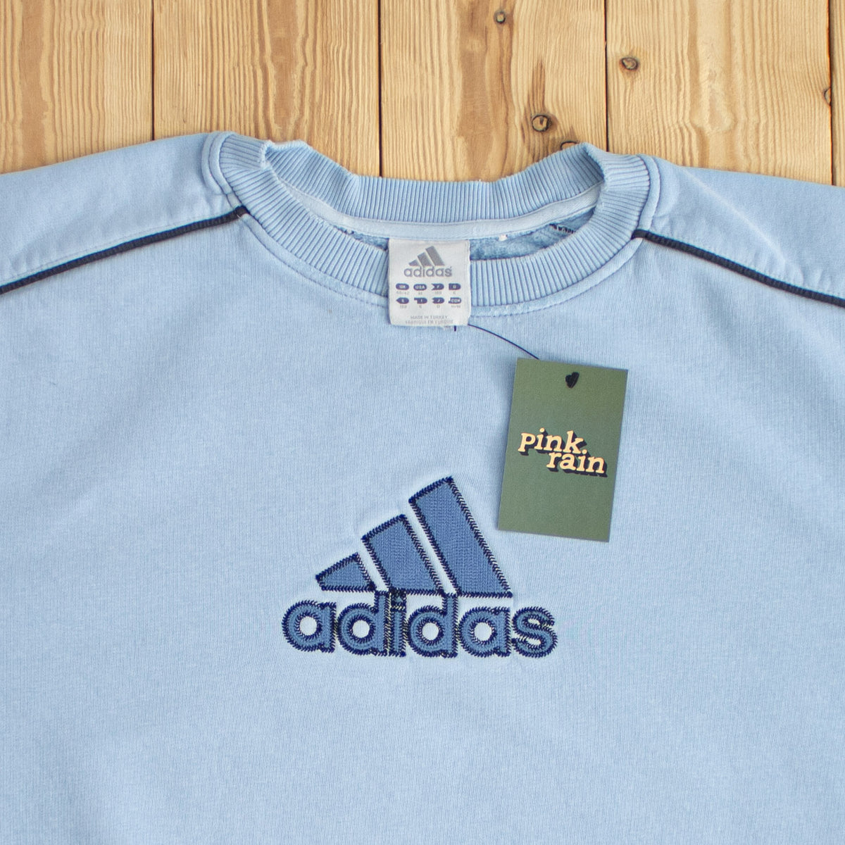 (M) Adidas Logo Vintage Embroidered Sweatshirt Blue