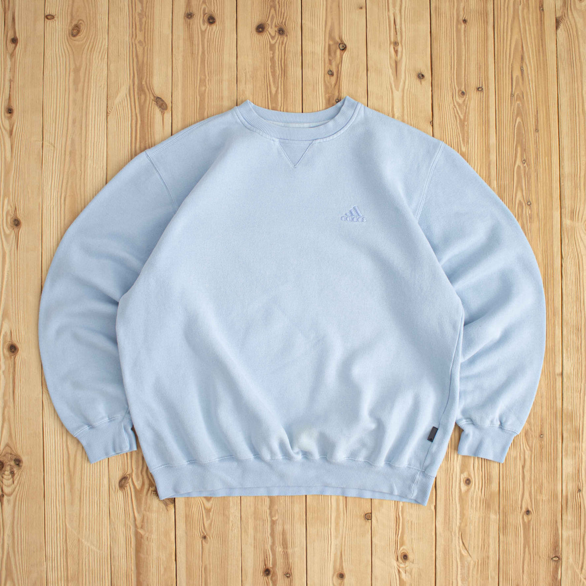 (M/L) Adidas Vintage Essential Embroidered Sweatshirt Blue