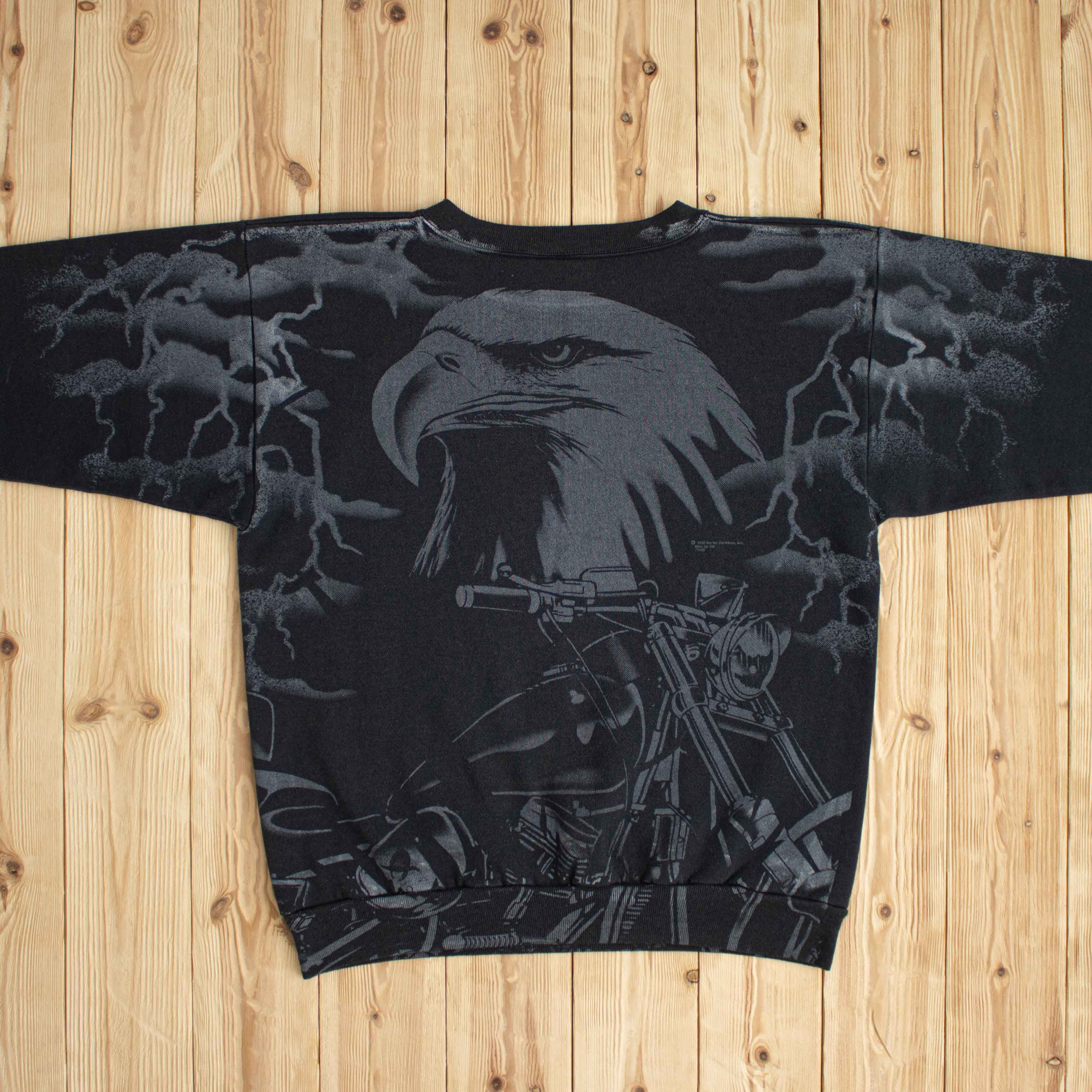 (M/L) 1993 Harley Davidson All-Over Print Eagle Sweatshirt