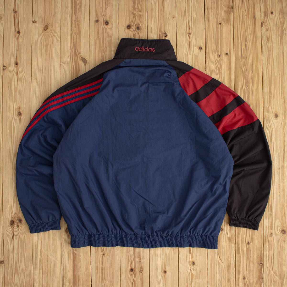 (XL) Adidas Vintage Striped Embroidered Jacket Blue