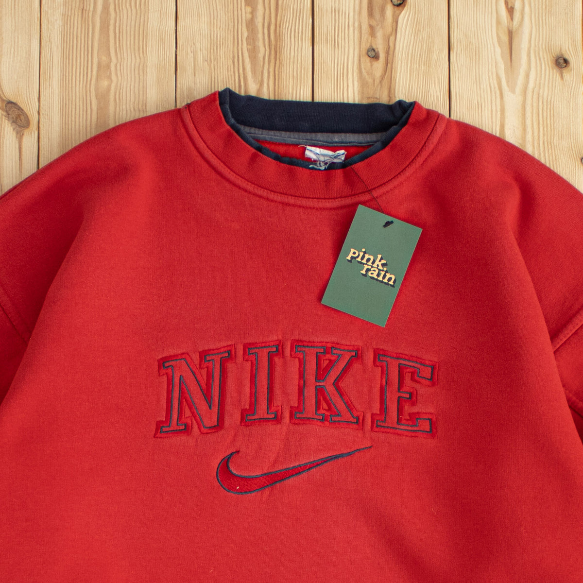 (M/L) Nike Spell Out Vintage Embroidered Sweatshirt Red